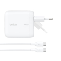 BELKIN Chargeur Secteur USB-C 100W avec Câble USB-C vers USB-C 1,5m (Blanc)